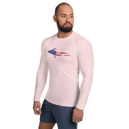 Michigan Upper Peninsula Rash Guard (w/ UP USA Flag) | Men's - Pale Pink