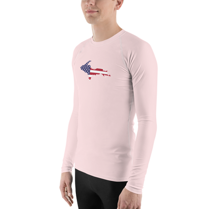 Michigan Upper Peninsula Rash Guard (w/ UP USA Flag) | Men's - Pale Pink