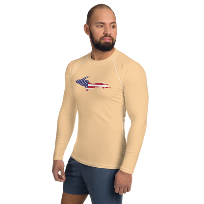 Michigan Upper Peninsula Rash Guard (w/ UP USA Flag) | Men's - Pale Apricot