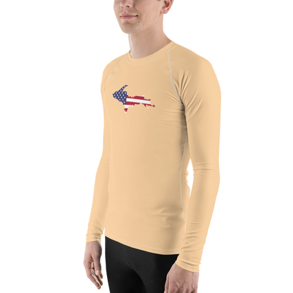 Michigan Upper Peninsula Rash Guard (w/ UP USA Flag) | Men's - Pale Apricot