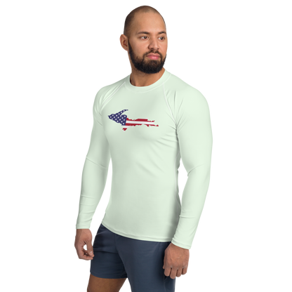 Michigan Upper Peninsula Rash Guard (w/ UP USA Flag) | Men's - Dew Green