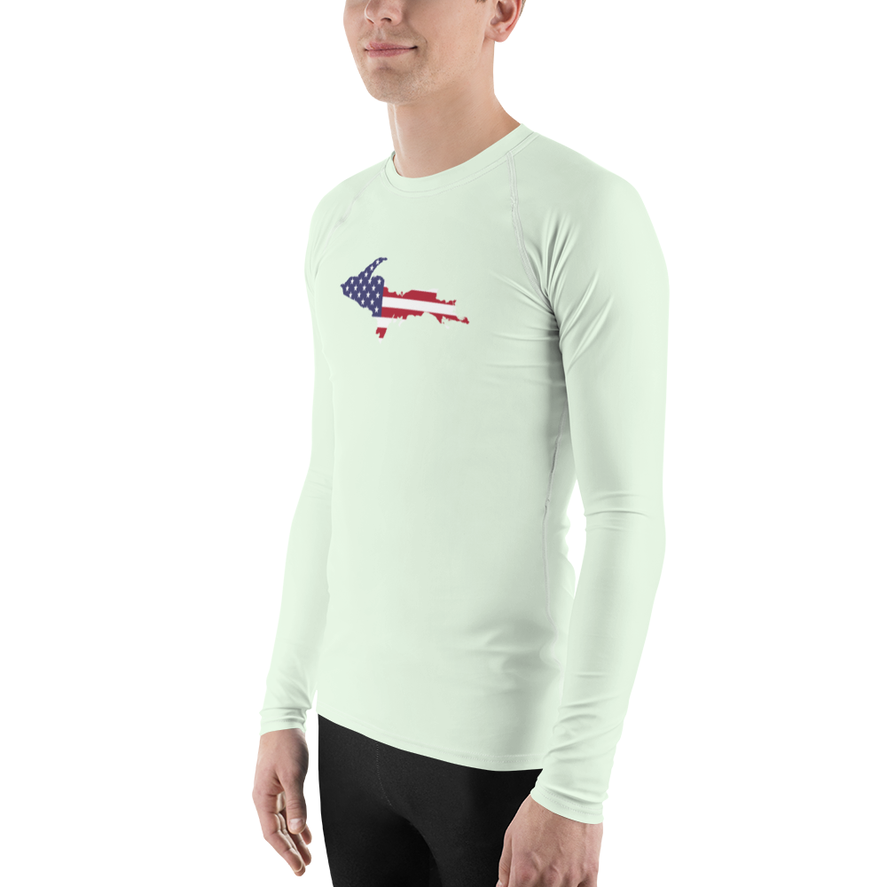 Michigan Upper Peninsula Rash Guard (w/ UP USA Flag) | Men's - Dew Green