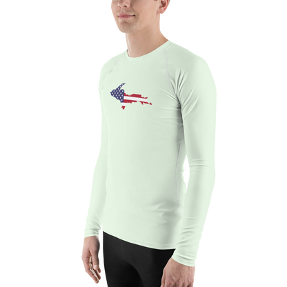 Michigan Upper Peninsula Rash Guard (w/ UP USA Flag) | Men's - Dew Green