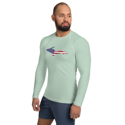 Michigan Upper Peninsula Rash Guard (w/ UP USA Flag) | Men's - Sea Green