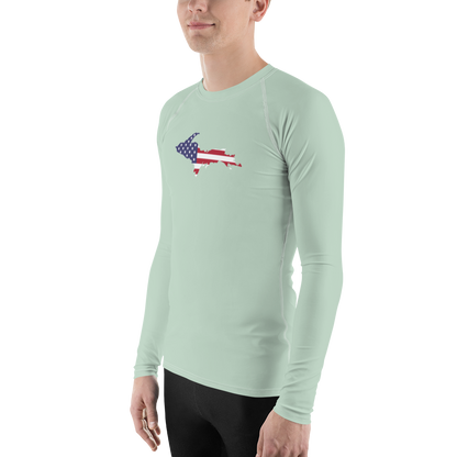 Michigan Upper Peninsula Rash Guard (w/ UP USA Flag) | Men's - Sea Green