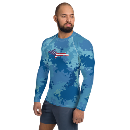 Michigan Upper Peninsula Rash Guard (w/ UP USA Flag) | Men's - Great Lakes Camo