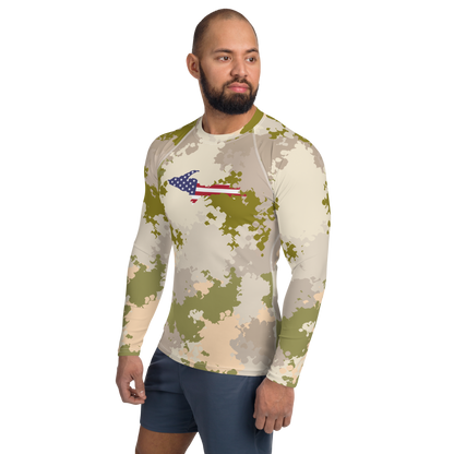 Michigan Upper Peninsula Rash Guard (w/ UP USA Flag) | Men's - Rosy Mound Camo