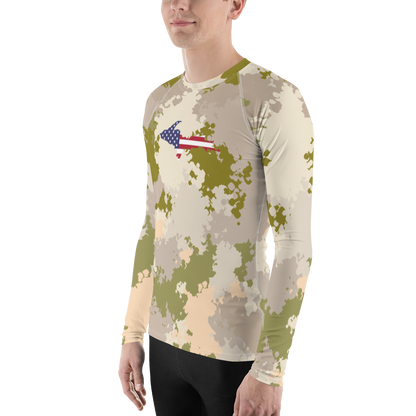 Michigan Upper Peninsula Rash Guard (w/ UP USA Flag) | Men's - Rosy Mound Camo