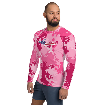 Michigan Upper Peninsula Rash Guard (w/ UP USA Flag) | Men's - Pink Camo