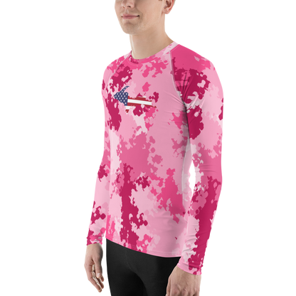 Michigan Upper Peninsula Rash Guard (w/ UP USA Flag) | Men's - Pink Camo