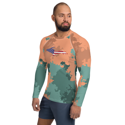 Michigan Upper Peninsula Rash Guard (w/ UP USA Flag) | Men's - Copper Country Camo