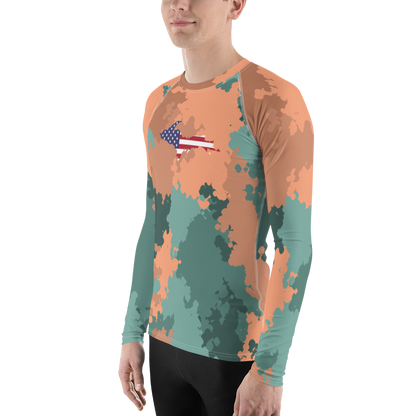 Michigan Upper Peninsula Rash Guard (w/ UP USA Flag) | Men's - Copper Country Camo