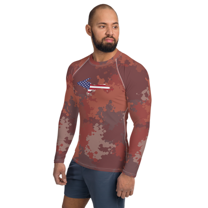 Michigan Upper Peninsula Rash Guard (w/ UP USA Flag) | Men's - Ore Dock Camo