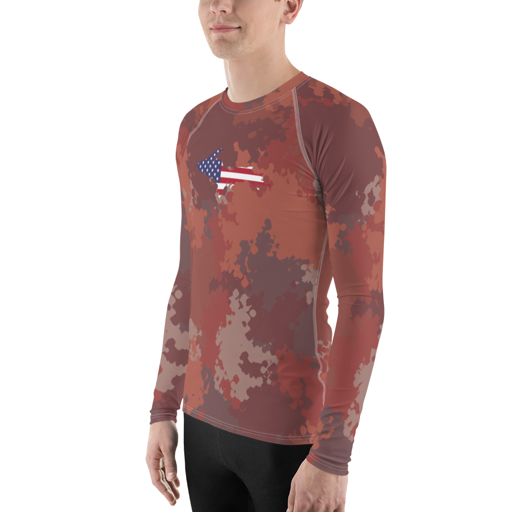 Michigan Upper Peninsula Rash Guard (w/ UP USA Flag) | Men's - Ore Dock Camo