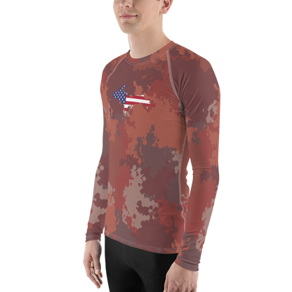 Michigan Upper Peninsula Rash Guard (w/ UP USA Flag) | Men's - Ore Dock Camo