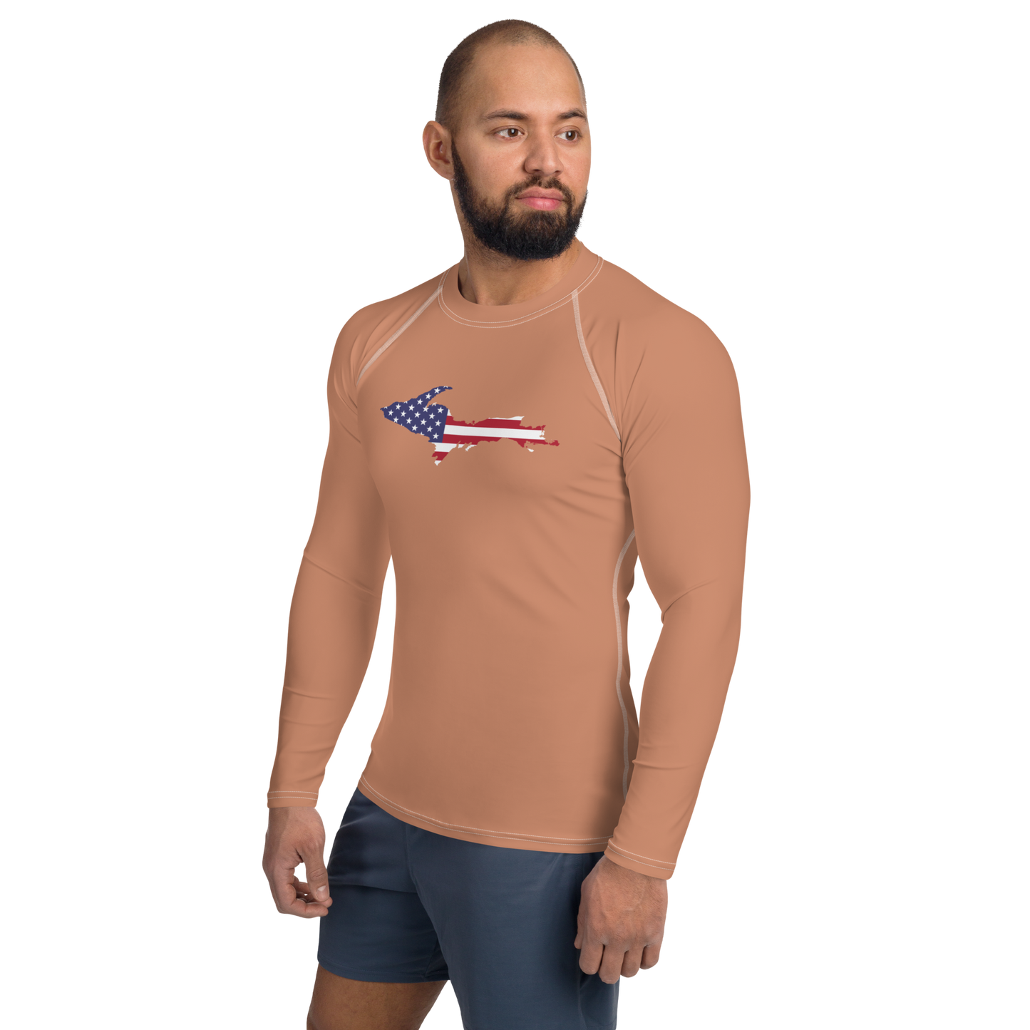 Michigan Upper Peninsula Rash Guard (w/ UP USA Flag) | Men's - Copper Color