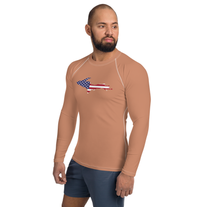 Michigan Upper Peninsula Rash Guard (w/ UP USA Flag) | Men's - Copper Color