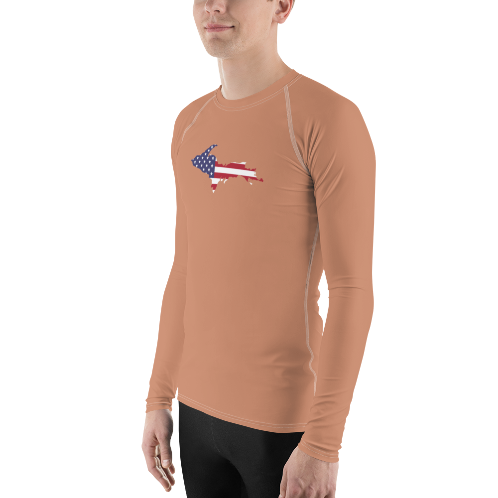 Michigan Upper Peninsula Rash Guard (w/ UP USA Flag) | Men's - Copper Color