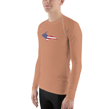 Michigan Upper Peninsula Rash Guard (w/ UP USA Flag) | Men's - Copper Color