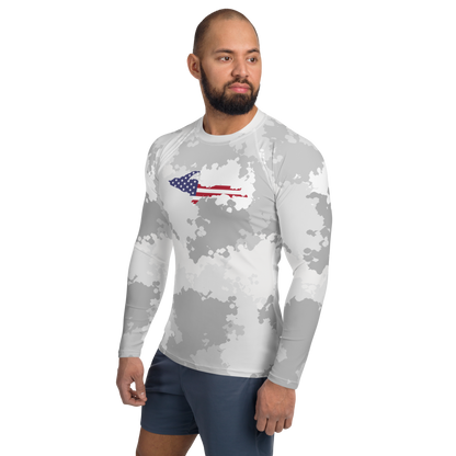 Michigan Upper Peninsula Rash Guard (w/ UP USA Flag) | Men's - Snow Camo