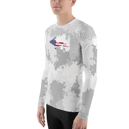 Michigan Upper Peninsula Rash Guard (w/ UP USA Flag) | Men's - Snow Camo