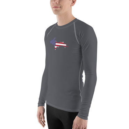 Michigan Upper Peninsula Rash Guard (w/ UP USA Flag) | Men's - Iron Ore Grey