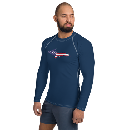 Michigan Upper Peninsula Rash Guard (w/ UP USA Flag) | Men's - Navy