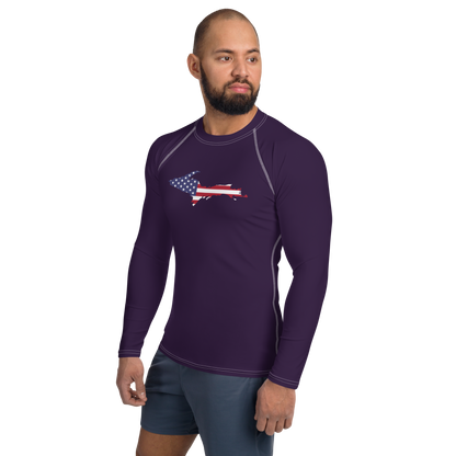 Michigan Upper Peninsula Rash Guard (w/ UP USA Flag) | Men's - Blackcurrant