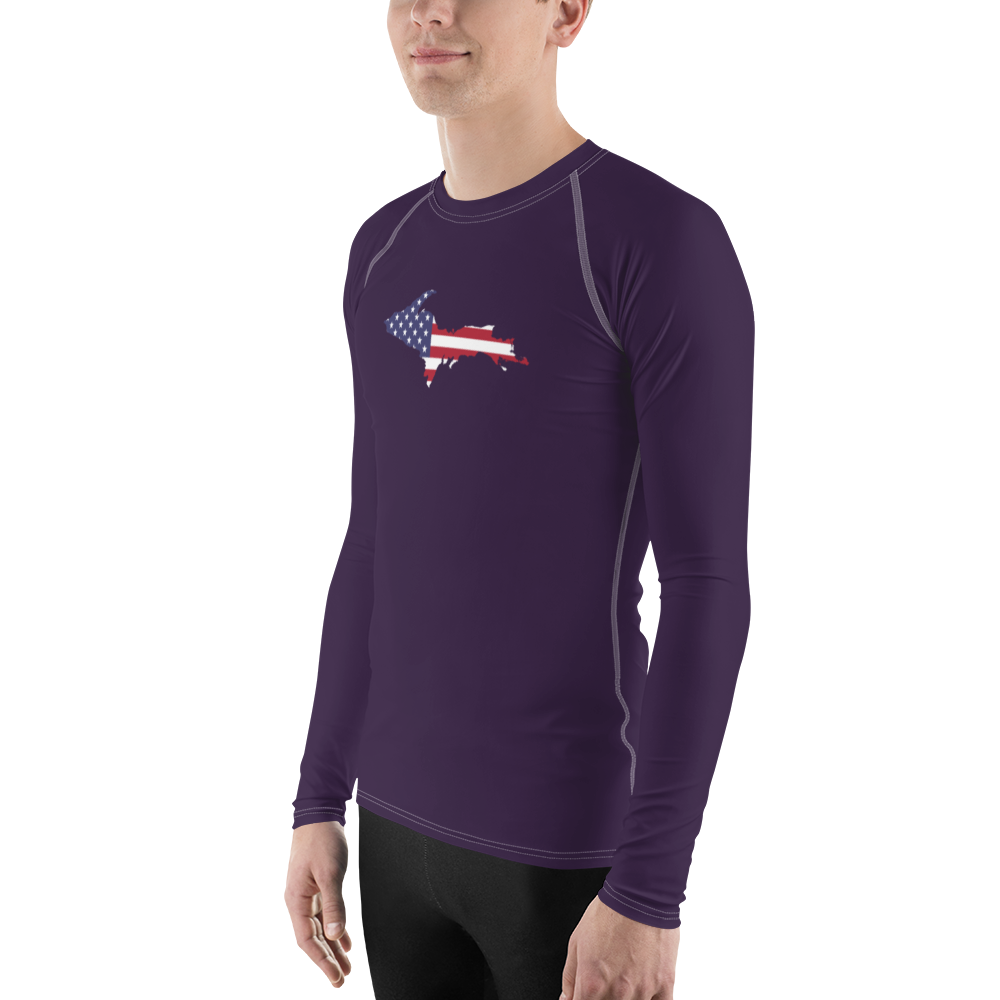 Michigan Upper Peninsula Rash Guard (w/ UP USA Flag) | Men's - Blackcurrant