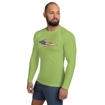 Michigan Upper Peninsula Rash Guard (w/ UP USA Flag) | Men's - Gooseberry Green