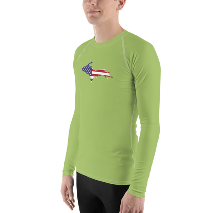 Michigan Upper Peninsula Rash Guard (w/ UP USA Flag) | Men's - Gooseberry Green