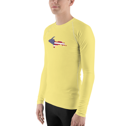 Michigan Upper Peninsula Rash Guard (w/ UP USA Flag) | Men's - Cherry Yellow