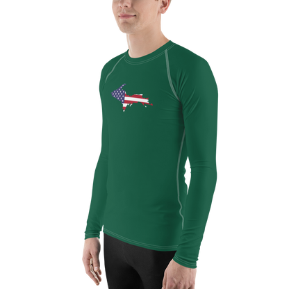 Michigan Upper Peninsula Rash Guard (w/ UP USA Flag) | Men's - Green