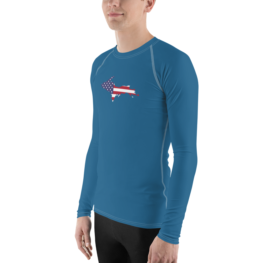 Michigan Upper Peninsula Rash Guard (w/ UP USA Flag) | Men's - Blueberry