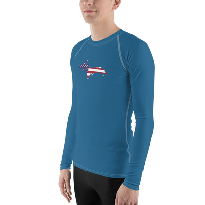 Michigan Upper Peninsula Rash Guard (w/ UP USA Flag) | Men's - Blueberry