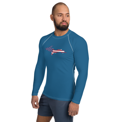 Michigan Upper Peninsula Rash Guard (w/ UP USA Flag) | Men's - Blueberry