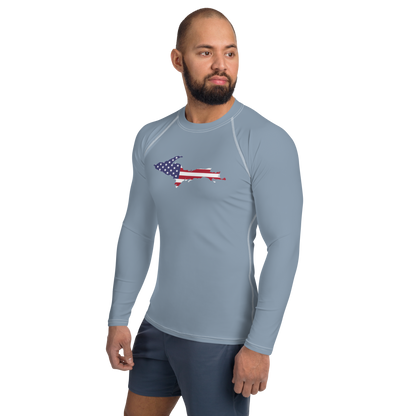 Michigan Upper Peninsula Rash Guard (w/ UP USA Flag) | Men's - B-24 Grey