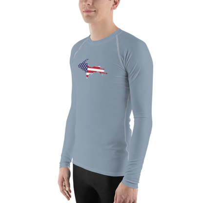 Michigan Upper Peninsula Rash Guard (w/ UP USA Flag) | Men's - B-24 Grey