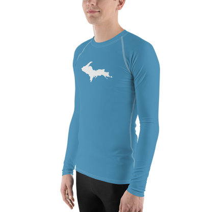 Michigan Upper Peninsula Rash Guard (w/ UP Outline) | Men's - Lake Michigan Blue