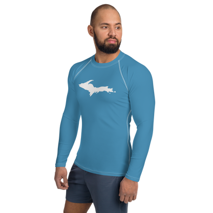 Michigan Upper Peninsula Rash Guard (w/ UP Outline) | Men's - Lake Michigan Blue