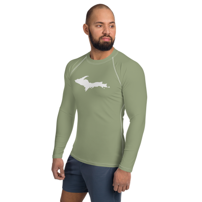 Michigan Upper Peninsula Rash Guard (w/ UP Outline) | Men's - Beachgrass Green