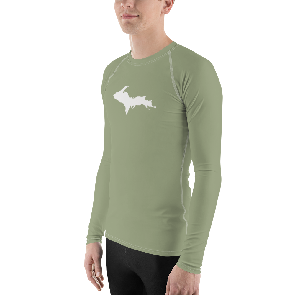 Michigan Upper Peninsula Rash Guard (w/ UP Outline) | Men's - Beachgrass Green