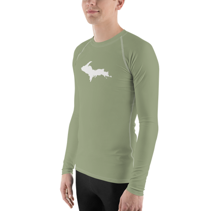 Michigan Upper Peninsula Rash Guard (w/ UP Outline) | Men's - Beachgrass Green