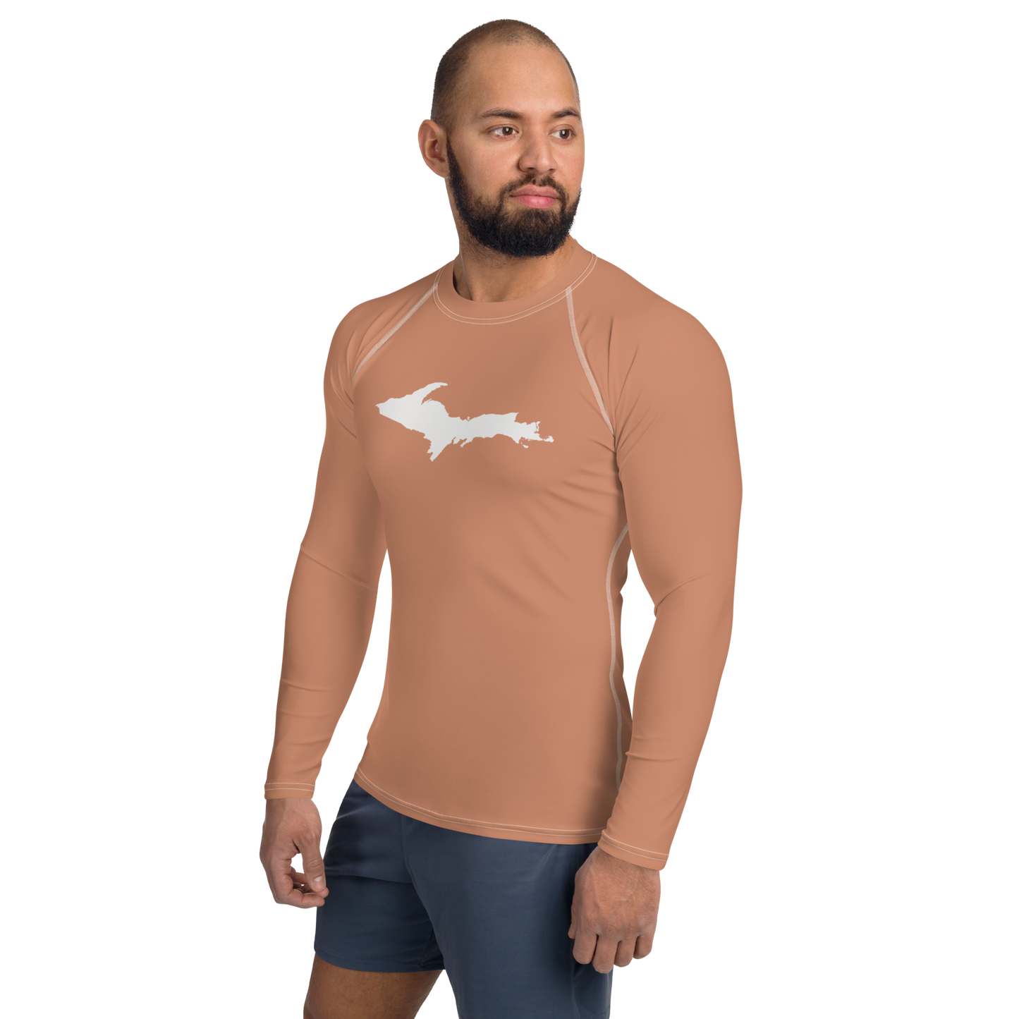 Michigan Upper Peninsula Rash Guard (w/ UP Outline) | Men's - Copper Color