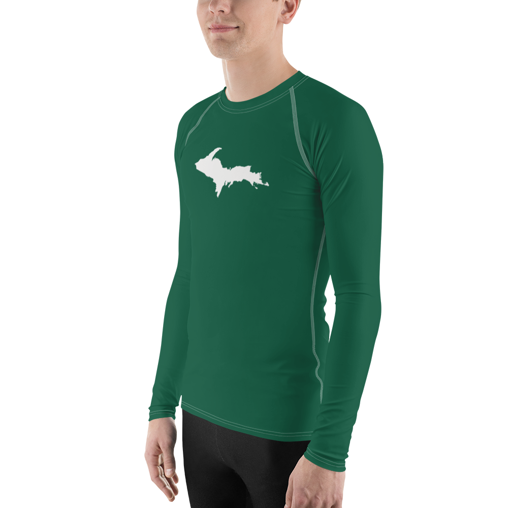 Michigan Upper Peninsula Rash Guard (w/ UP Outline) | Men's - Superior Green