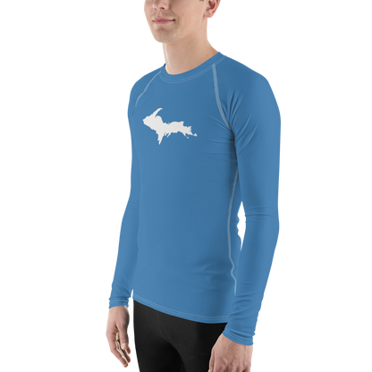 Michigan Upper Peninsula Rash Guard (w/ UP Outline) | Men's - Lake Superior Blue