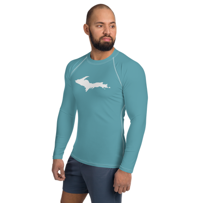 Michigan Upper Peninsula Rash Guard (w/ UP Outline) | Men's - Lake Huron Blue