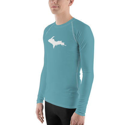 Michigan Upper Peninsula Rash Guard (w/ UP Outline) | Men's - Lake Huron Blue