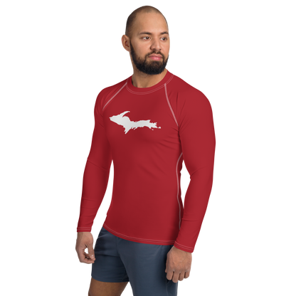 Michigan Upper Peninsula Rash Guard (w/ UP Outline) | Men's - Thimbleberry Red