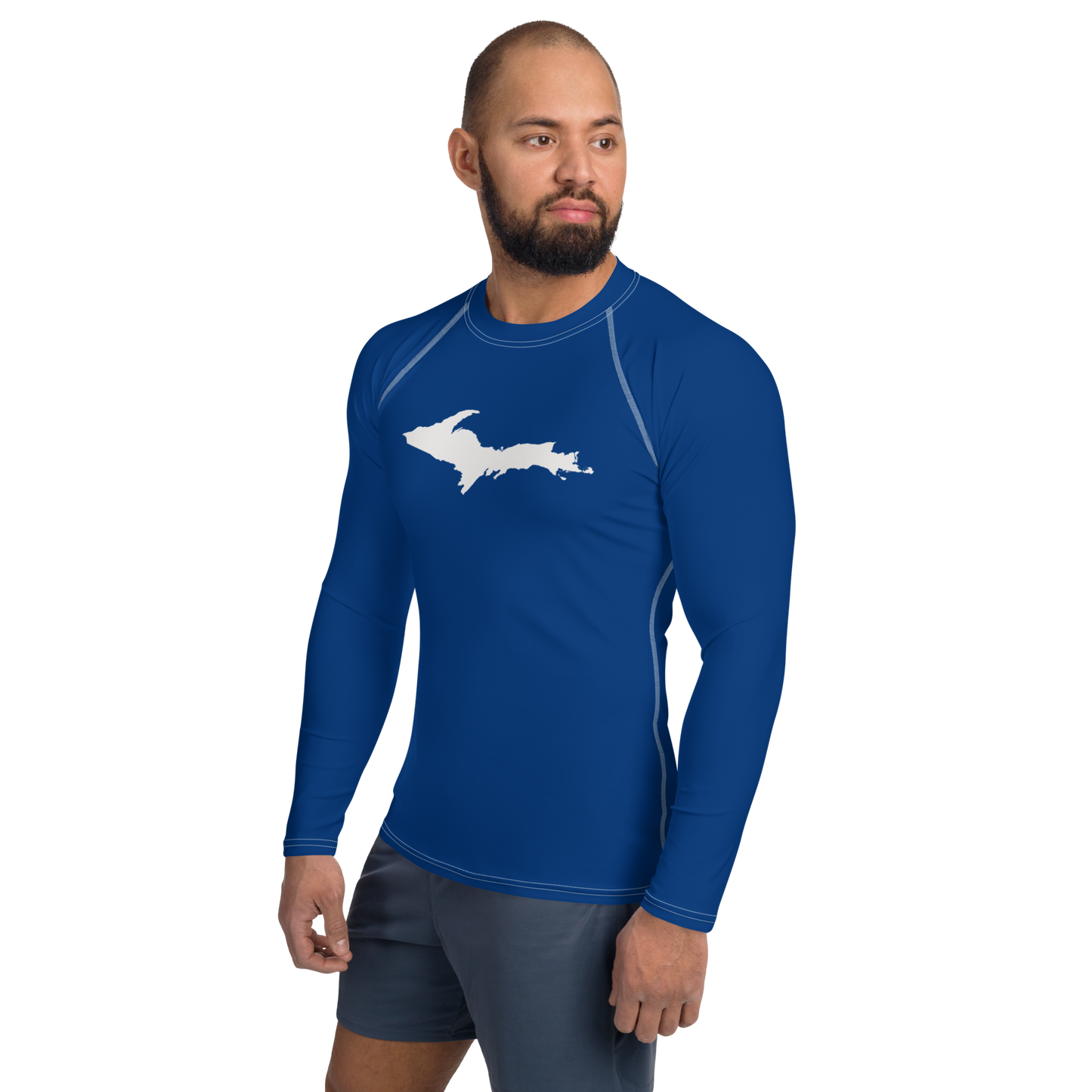 Michigan Upper Peninsula Rash Guard (w/ UP Outline) | Men's - Dearborn Blue